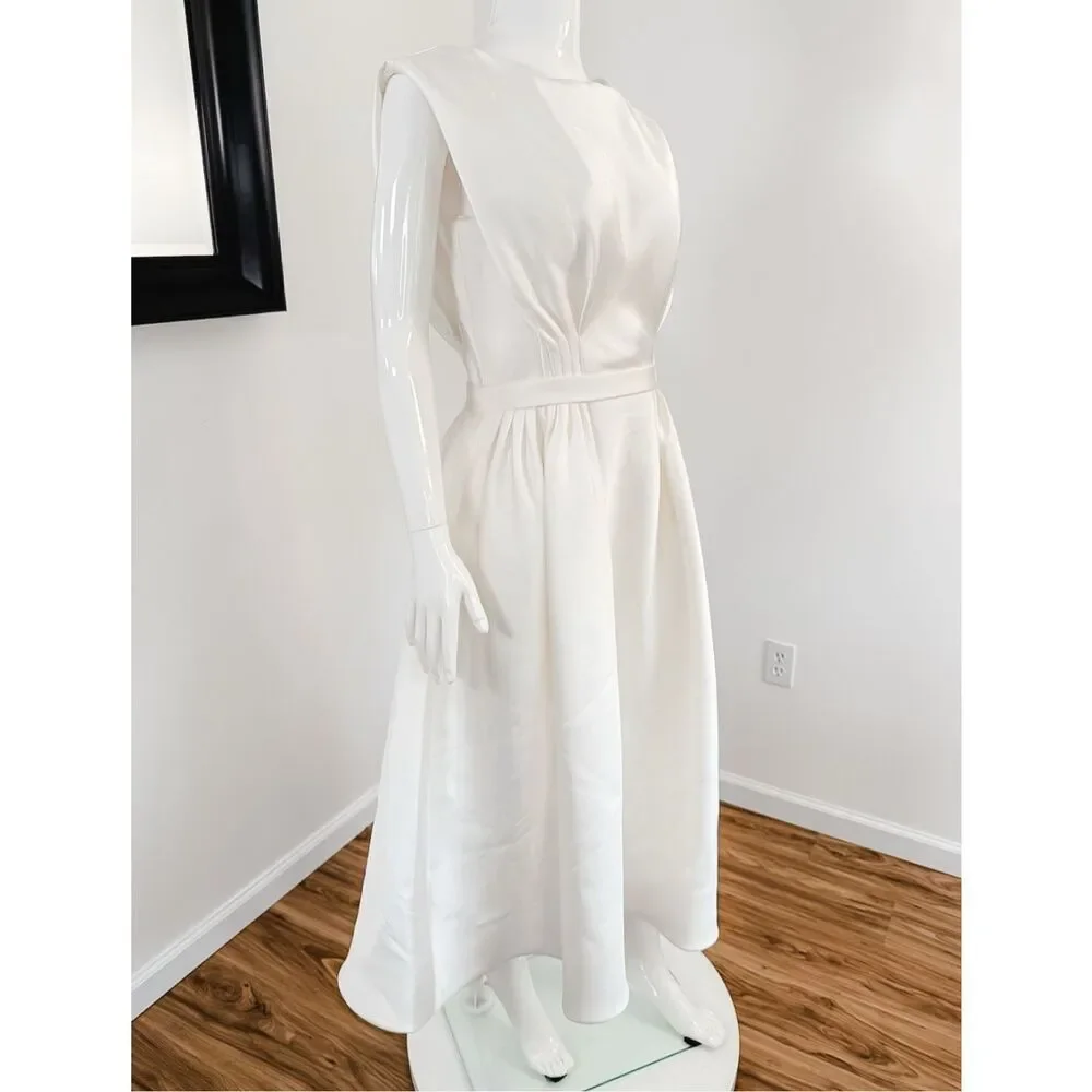 Amsale Mikado A-Line Midi-Dress in color Ivory Size 10